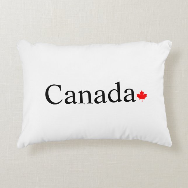 Kanadensisk typografi med rött par löv vitt prydnadskudde (Framsidan)