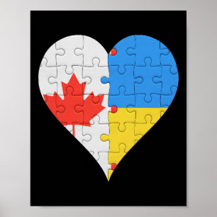Kanadensisk ukrainsk flagg Hjarta Kanada Ukraina Poster