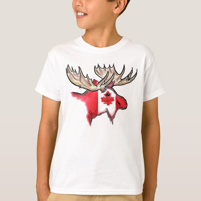 Kanadensisk utslagsplats för älg för pojkar för tee shirt (Framsida)