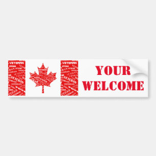 Kanadensisk veteran DITT VELCOME Bumper Sticker Bildekal