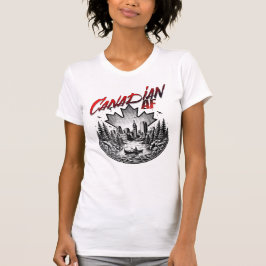 Kanadensiska AF-scenen Landskap Canoe Maple löv T Shirt