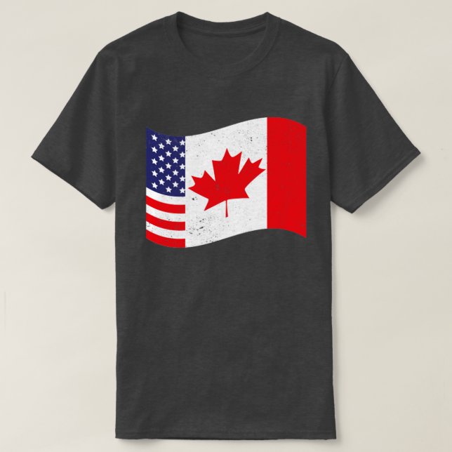 Kanadensiska amerikanska Flagga US Maple Löv Kanad T Shirt (Design framsida)