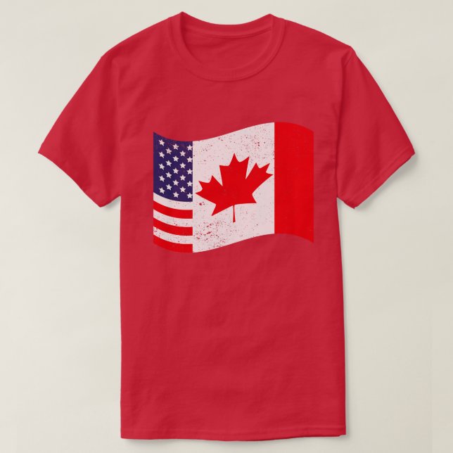 Kanadensiska amerikanska Flagga US Maple Löv Kanad T Shirt (Design framsida)