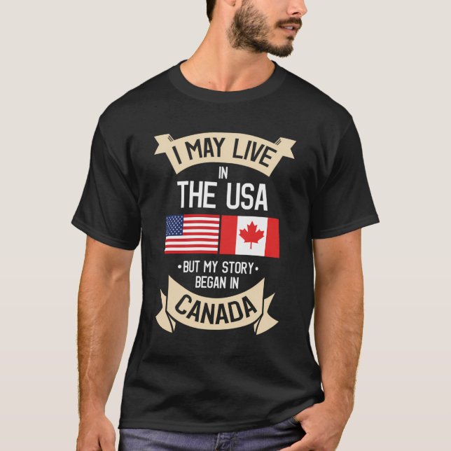Kanadensiska amerikanska Flagga USA kanadensiska r T Shirt (Framsida)