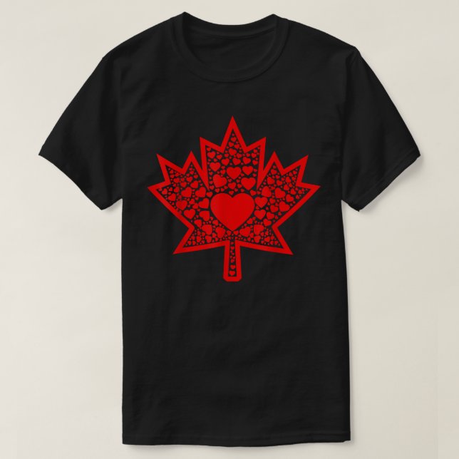 Kanadensiska dagen Heart Maple Löv T Shirt (Design framsida)