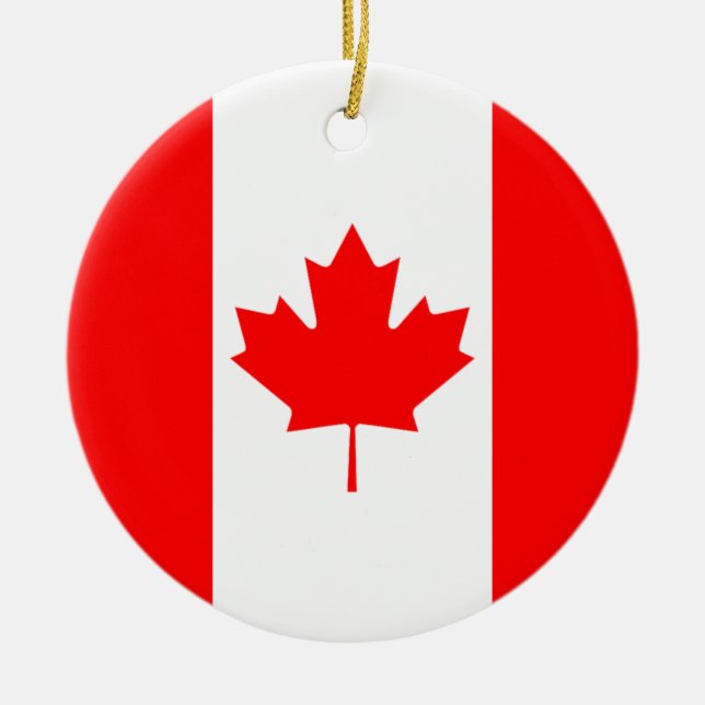 Kanadensiska Flagga, Kanada Julgransprydnad Keramik (Framsidan)