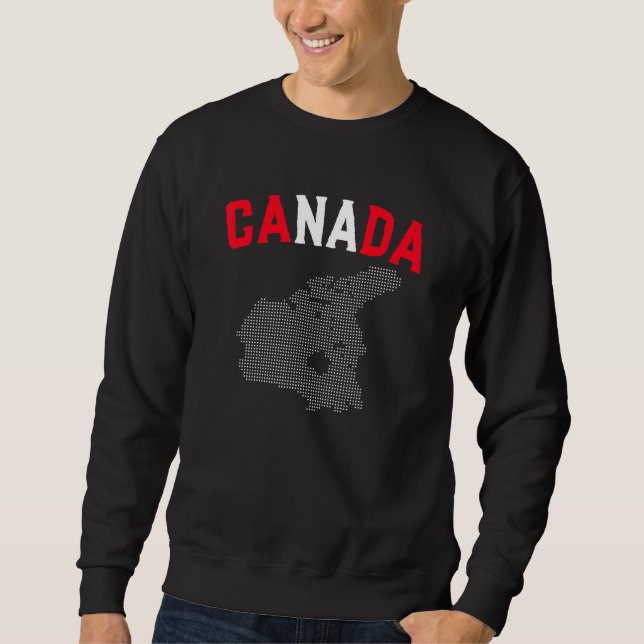 Kanadensiska Flagga Land Karta Kanada Lång Ärmad Tröja (Framsida)