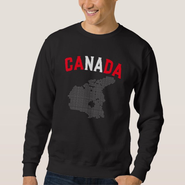 Kanadensiska Flagga Land Karta Kanada Lång Ärmad Tröja (Framsida)
