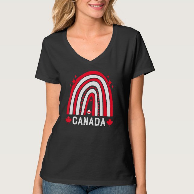 Kanadensiska Flagga Maple Löv Rainbow Kanada Day 2 T Shirt (Framsida)