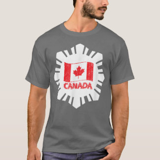 Kanadensiska Flagga med White Snowflake T Shirt