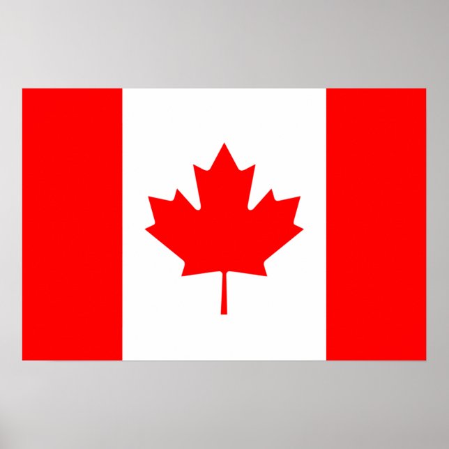 Kanadensiska Flagga Red Maple Löv Poster (Framsidan)