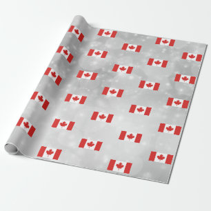 Kanadensiska Flagga Red Maple Löv Presentpapper