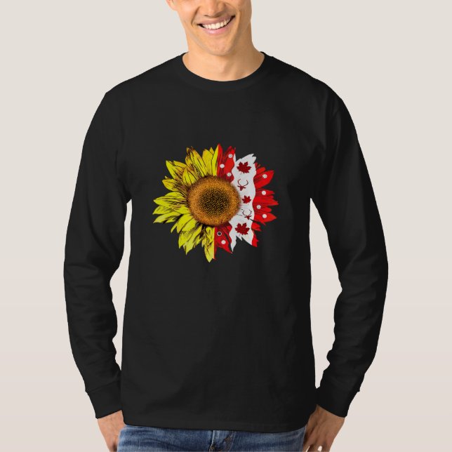 Kanadensiska Flagga solrosblomman i lycklig Kanada T Shirt (Framsida)