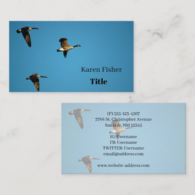 Kanadensiska gäss under flygning visitkort (Fram/baksida)
