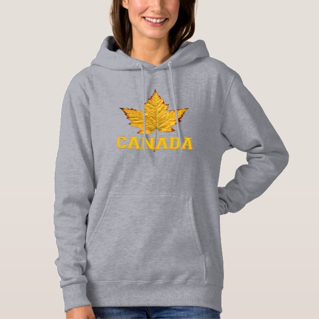 Kanadensiska hoodies Women's Guld Maple Löv Hoodie T Shirt (Framsida)