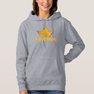 Kanadensiska hoodies Women's Guld Maple Löv Hoodie Tröja