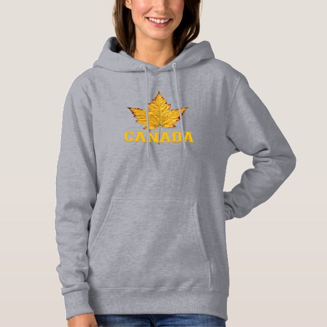 Kanadensiska hoodies Women's Guld Maple Löv Hoodie Tröja (Framsida)