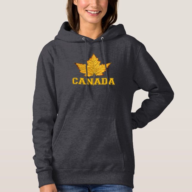 Kanadensiska hoodies Women's Guld Maple Löv Hoodie Tröja (Framsida)