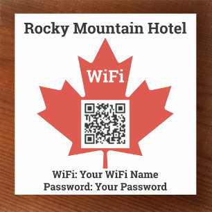 Kanadensiska hotell wifi-information plus QR-kod Klistermärken
