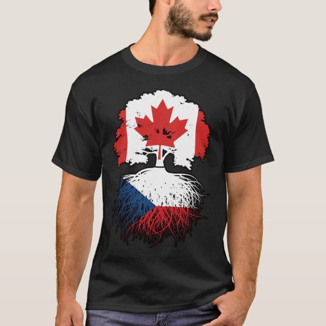 Kanadensiska kanadensiska Träd Roots Flagga T Shirt (Framsida)