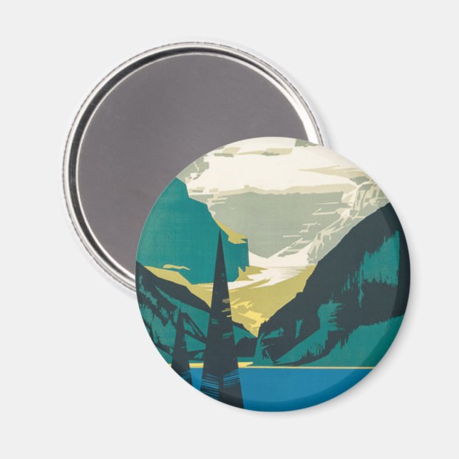 Kanadensiska Klippiga bergen retro vintageaffisch Magnet (Front/Back)
