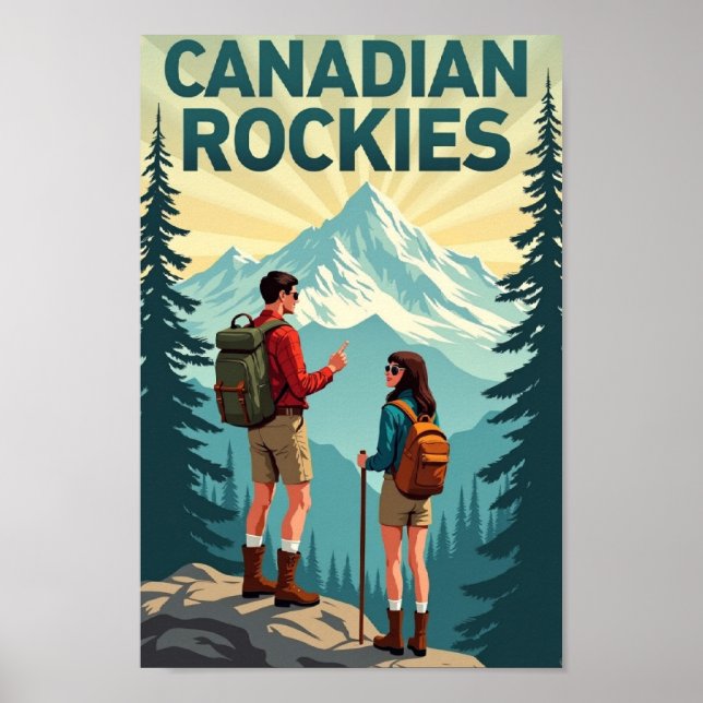 Kanadensiska Klipporna: En Retro Escape Poster (Framsidan)