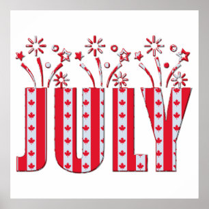 Kanadensiska Maple Löv juli Lycklig Kanada-dagen Poster
