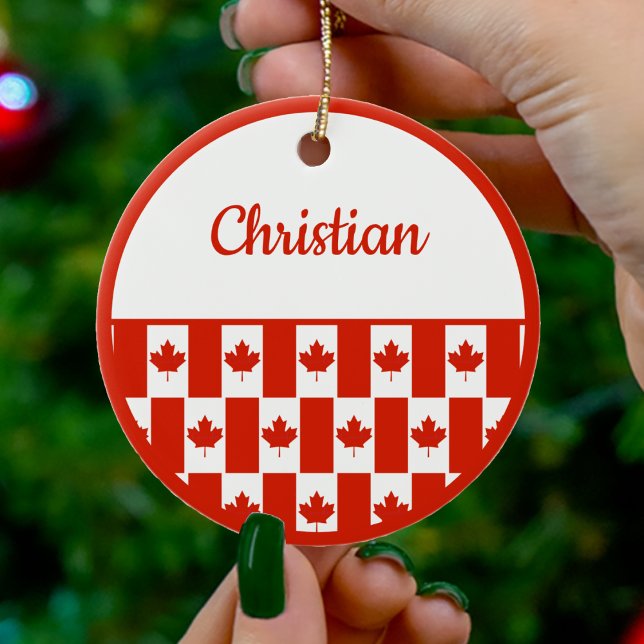 Kanadensiska Maple Löv Kanadensiska Flagga-julen M Julgransprydnad Keramik (Canada Maple Leaf Canadian Flag Pattern Christmas Ceramic Ornament)