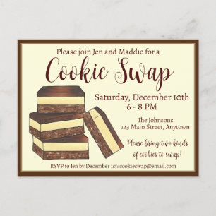 Kanadensiska Nanaimo Bars Jul Cookie Swap Inbjudan Vykort