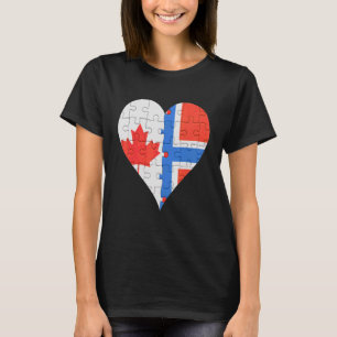 Kanadensiska Norska Flagga Hjärta T Shirt