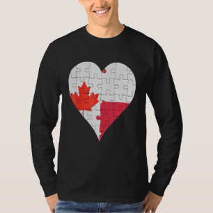 Kanadensiska Polska Flagga Hjärta T Shirt