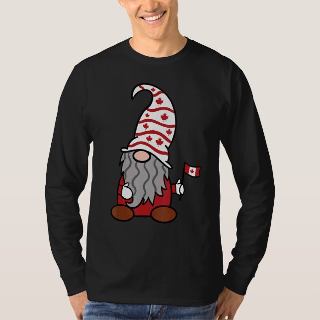Kanadensiska Pridet i Lycklig, Kanada, Gnome, Flag T Shirt (Framsida)