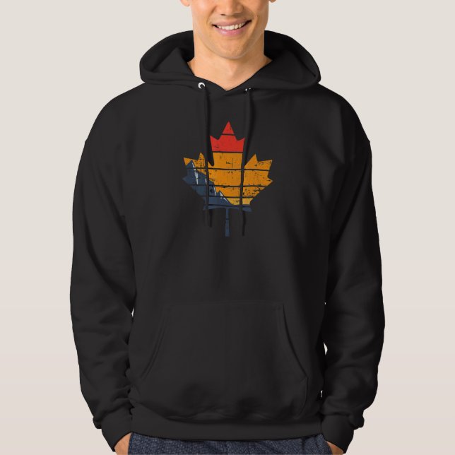 Kanadensiska Retro Distress Maple Löv Design Hoodie (Framsida)