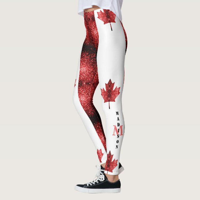 Kanadensiska rödsparkler mönster Monogram Leggings (Vänster)