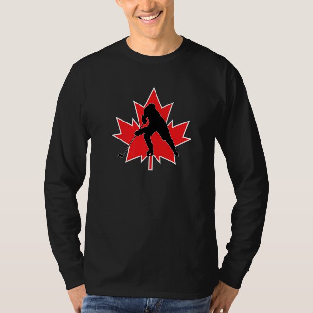 Kanadensiska Team Hockey Red White Winter Sport T Shirt (Framsida)