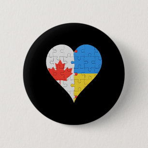 Kanadensiska ukrainska flagghjärta Kanada Ukraina Knapp