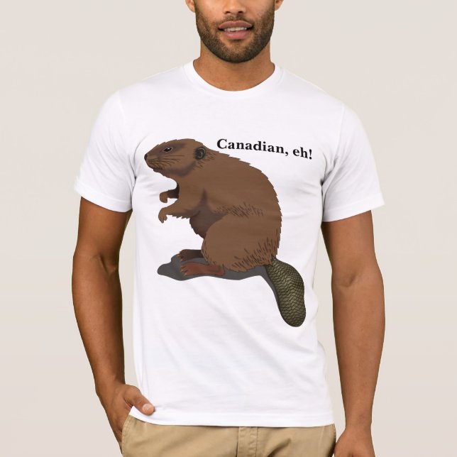 Kanadensiska, va? Cute Tecknad Beaver T-Shirt (Framsida)