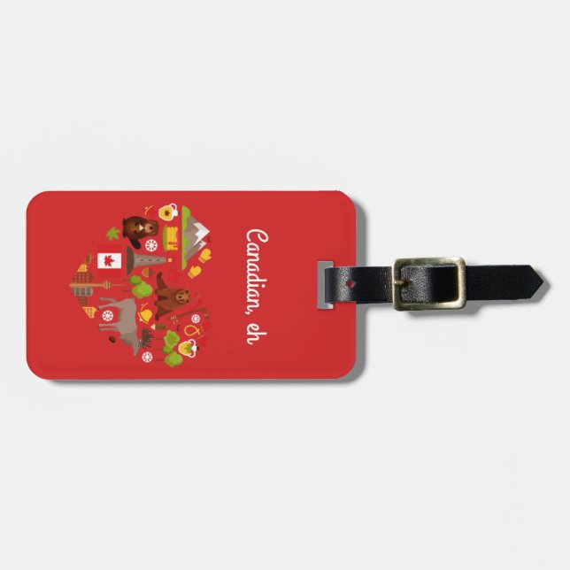 Kanadensiska, va? Kanadensiskt hjärta. Bagagebricka (Horisontell Framsida)