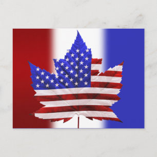 Kanadensiskt amerikanskt Flagga vykort kanadensisk