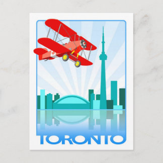 Kanadensiskt biplan över Toronto Retro Design Vykort