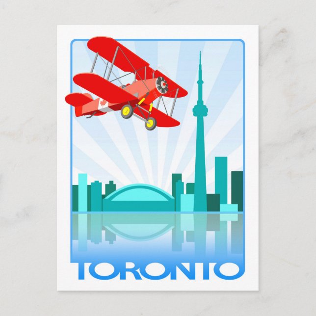 Kanadensiskt biplan över Toronto Retro Design Vykort (Framsida)