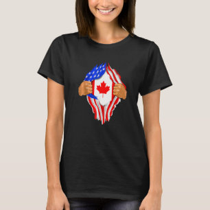 Kanadensiskt blod inom mig Usa Flagga Kanada T Shirt