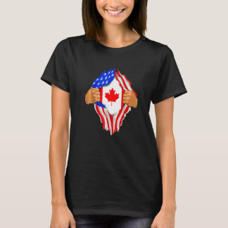 Kanadensiskt blod inom mig Usa Flagga Kanada T Shirt