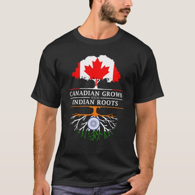 Kanadensiskt fullvuxet med indier rotar   den t shirt (Framsida)
