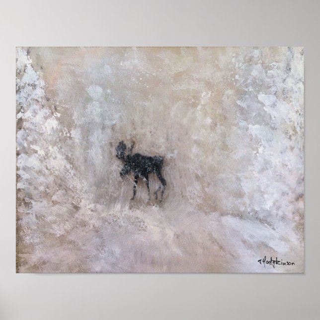 KANADIAN WINTER, NORTHERN ALBERTA, MOOSE I SNÖ, POSTER (Framsidan)