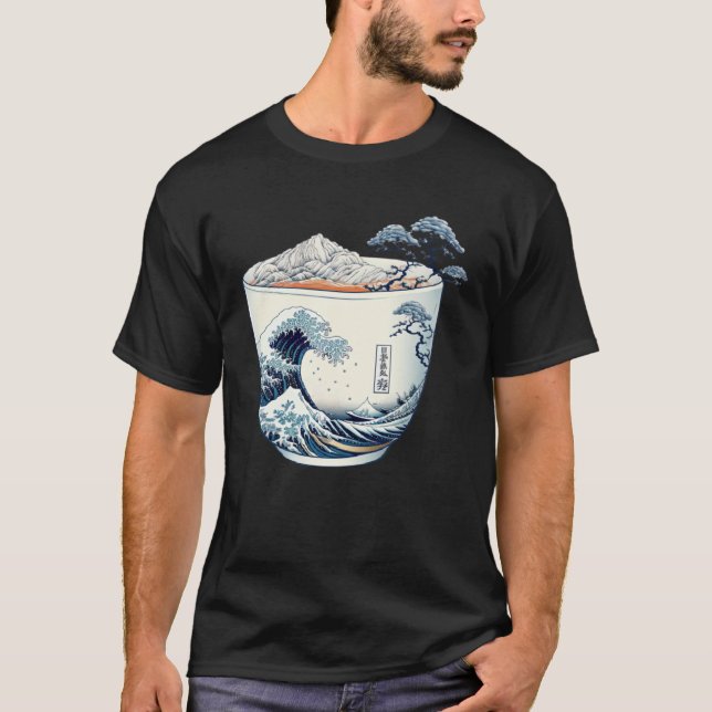 Kanagawa Tea Cup  A that Takes You to Okinawa T Shirt (Framsida)