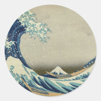 Kanagawa Wave av Katsushika Hokusai Runt Klistermärke