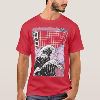 Kanagawa Wave Japan Digital Grid Landscape Retro V T Shirt
