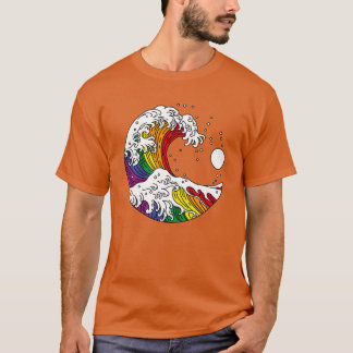 Kanagawas stora våg HBTQ Pride regnbågsflagga vi T Shirt