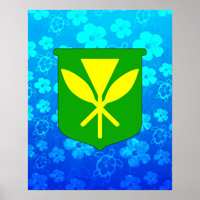 Kanaka Maoli Blue Honu Poster (Framsidan)
